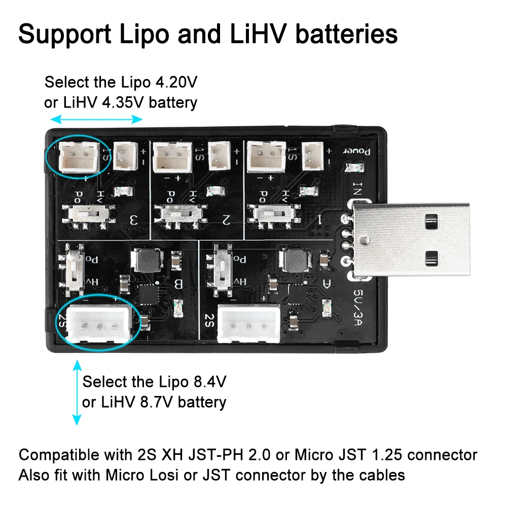 Зарядное устройство с USB портом для LiPo аккумуляторов PH2.0 разъем HV 4 35 в зарядный