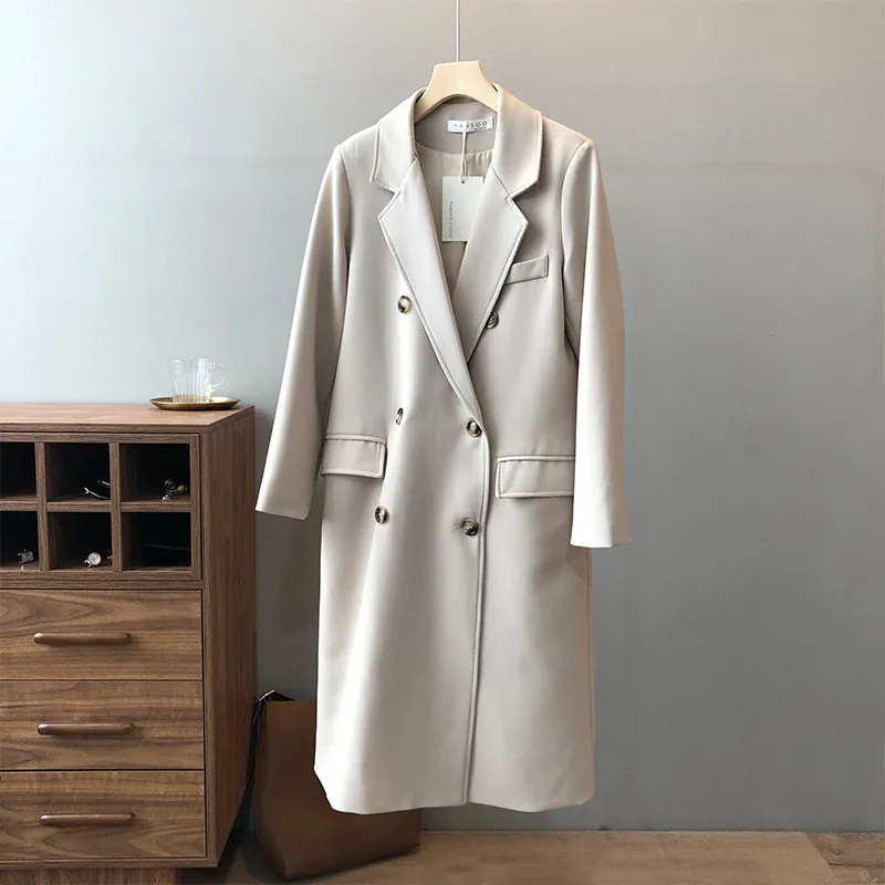 Autumn Women Woolen Coat 2020 Turn Down Collar Double Breasted Long Wool Coat Camel Women Warm Coat Casaco Feminino (23)