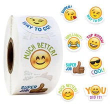 500pcs/roll cute stickers journal scrapbooking smiley face “good job” teacher reward sticker for student stationery supply