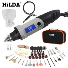 HILDA, 220 В, 400 Вт, мини-шлифовальная машина, 6 позиций, переменная скорость, для вращающегося инструмента Dremel, шлифовальный Электроинструмент с аксессуарами Dremel