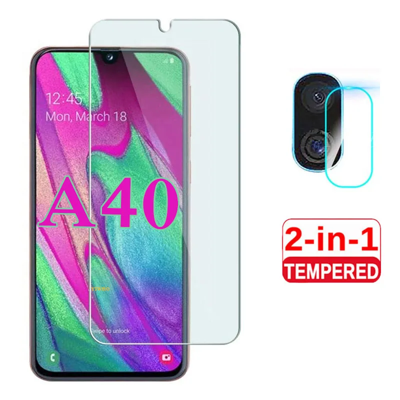 2 в 1 полное покрытие для Samsung Galaxy A40 2019 защита экрана прозрачное закаленное стекло