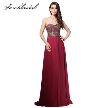 

In Stock Fuchsia Prom Dresses Cheap Sweetheart Long 2020 Chiffon Embroidery Lace up Back Vestido Evening Party Gowns LSX214