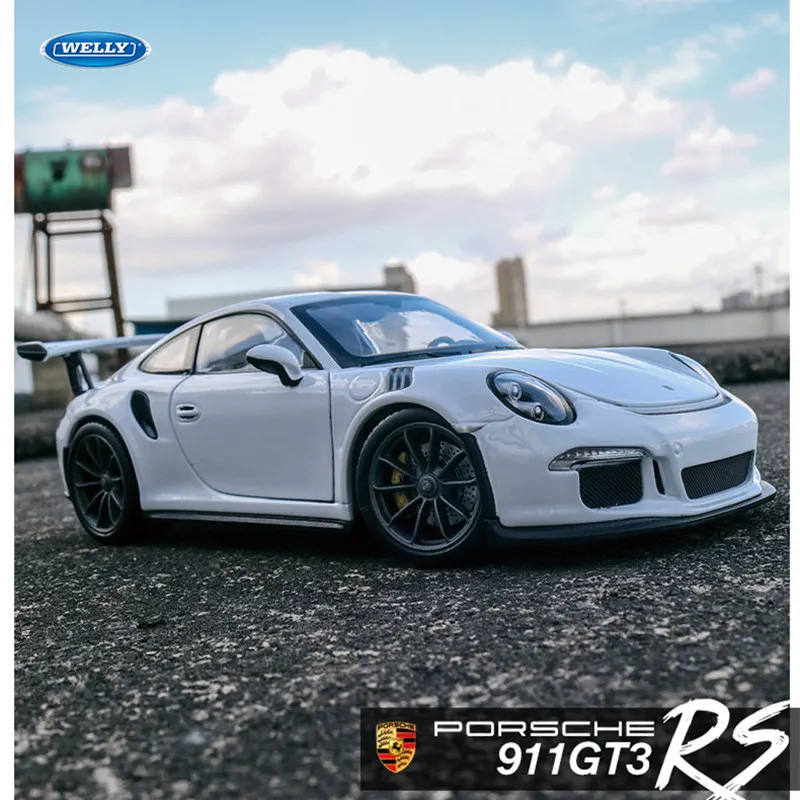 Welly 1:24 Porsche 911 GT3 RS модель автомобиля из белого сплава имитация автомобиля украшение коллекция Подарочная игрушка Литье под давлением модель игрушка для мальчиков