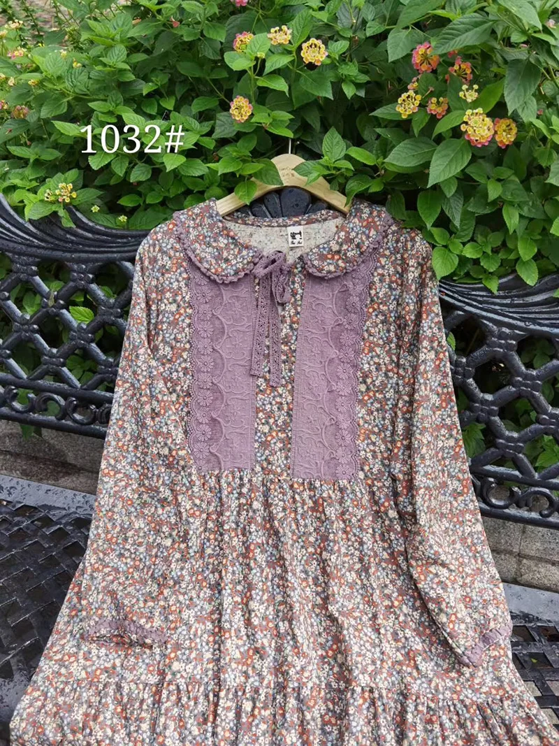 2020 Autumn New Long-Sleeved Dress Mori GIrl Turn-Down Collar Dress H1032