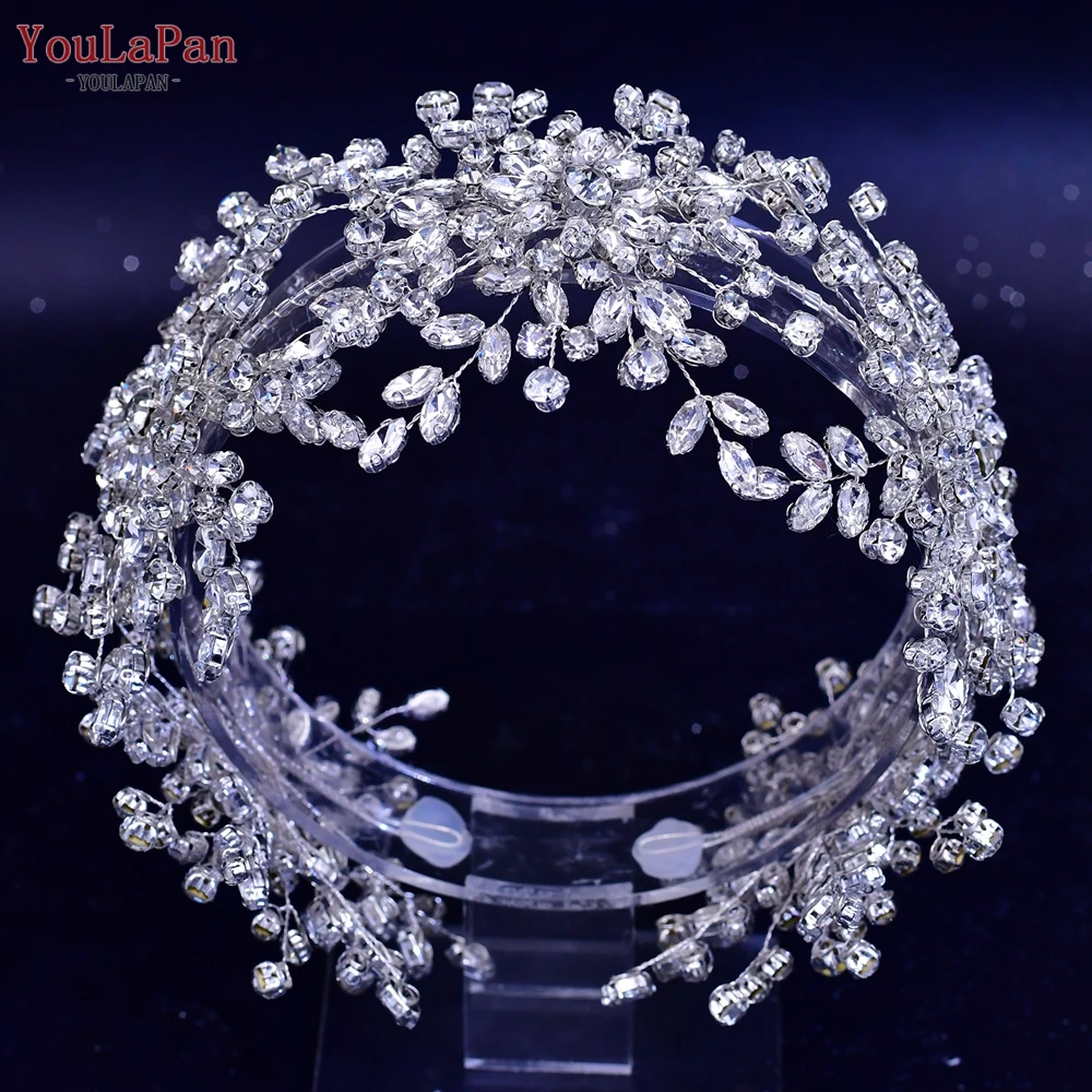 

YouLaPanHP389 Bridal Tiara Head Jewellery For Women Individual Hair Ornaments Headbands With Rhinestones Wedding Crown Headpiece