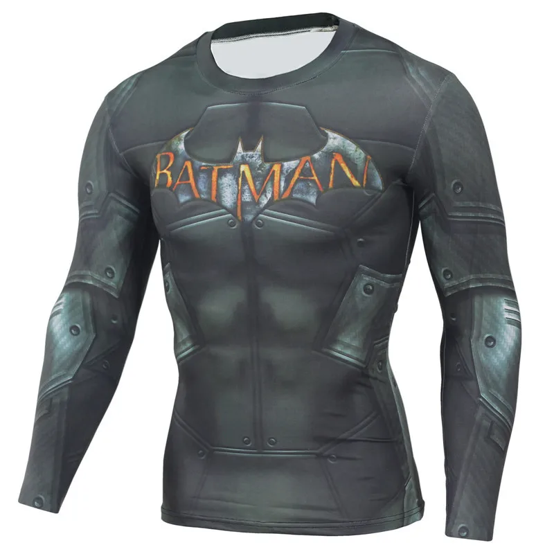 Мужская компрессионная рубашка Супермен быстросохнущая с длинным рукавом для спортзала, бега, Marvel, Мстители, супергерой, фитнеса, бодибилдинга, спортивные футболки - Цвет: 15