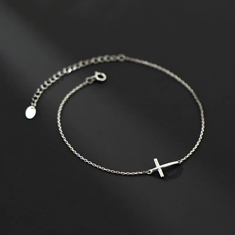 Cross Women Jewelry Anklets For Girls Silver 925 Foot Bracelet Leg Chain Accessories Gift Female