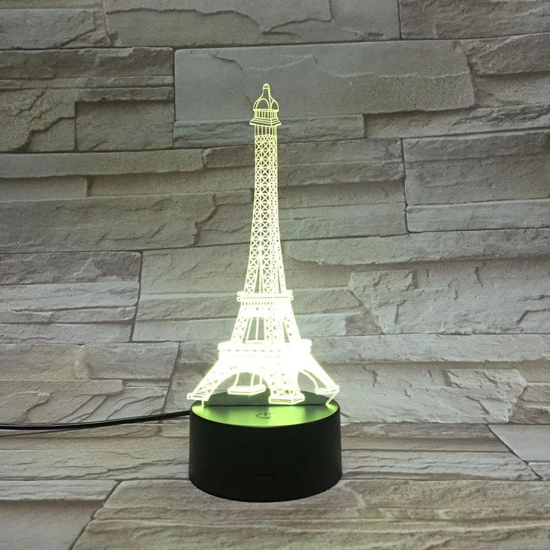 Романтический Париж Эйфелева башня 3D светодиодный USB декоративный светильник ing Cable вечерние ночной Светильник многоцветный Настольный светильник прекрасный подарок