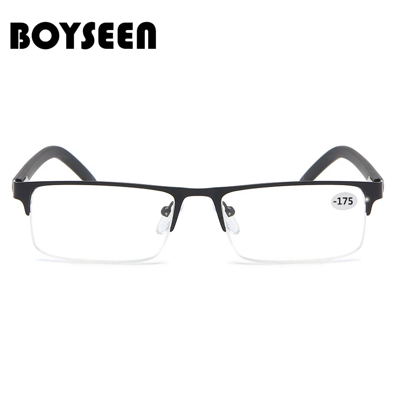 Myopia glasses BOYSEEN Titanium alloy Nearsighted Glasses Non spherical 12 Layer Coated Minus lenses Business Myopia Eyeglasses-0.5-1.0-1.25