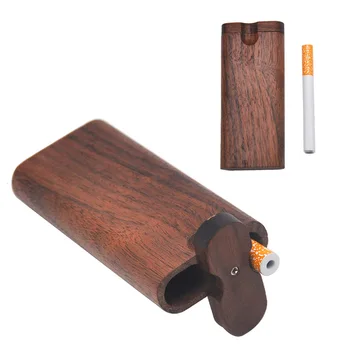 

New wooden pipe walnut color storage two-in-one set box natural wood holding box with ceramic one smoking hand pipe fittings