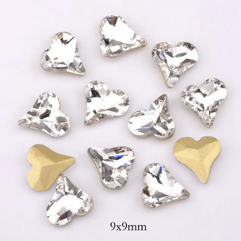 QB269 10 шт. 3D цвет в форме сердца, с украшением в виде кристаллов стеклянная маникюрная орнамент(9x9 мм) могут быть использованы с ногтей Стразы для маникюра, поставки QB269-275 - Цвет: QB269