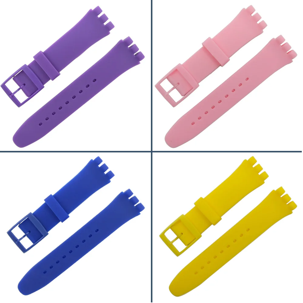 Наручные часы ремешок для Swatch 16 мм 17 мм 19 мм 20 мм резиновый силиконовый ремешок для часов аксессуары