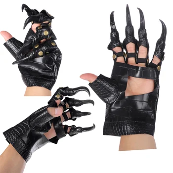 

Halloween Party Wolf Gloves Attached with Claws Gloves PU leather Cosplay Props Accessories Halloween Party Dress up Gloves