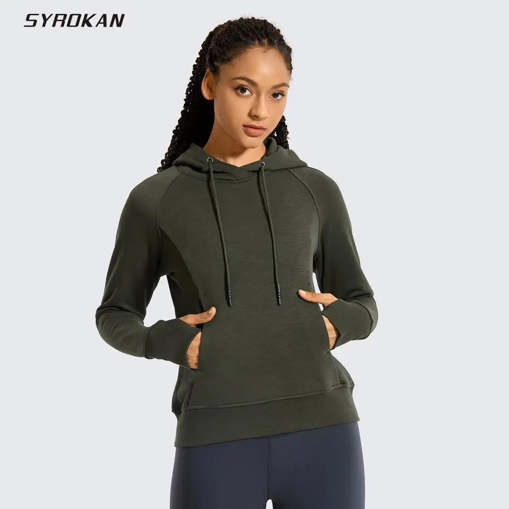 Женские хлопковые пуловеры худи SYROKAN толстовка с капюшоном на кулиске и
