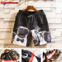 Мужские шорты на шнурке,, Мужская Уличная одежда в стиле хип-хоп, Лоскутные шорты, повседневные цветные пляжные шорты из полиэстера с акулой, большие размеры