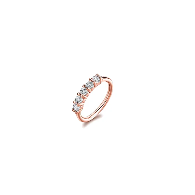 Nose Piercing Hoop Ring Hinged Segment Zircon Septum Piercing Opal Ear Cartilage Tragus Helix Lip Nariz Pircing Cuff Goth Hoop style9-rosegold