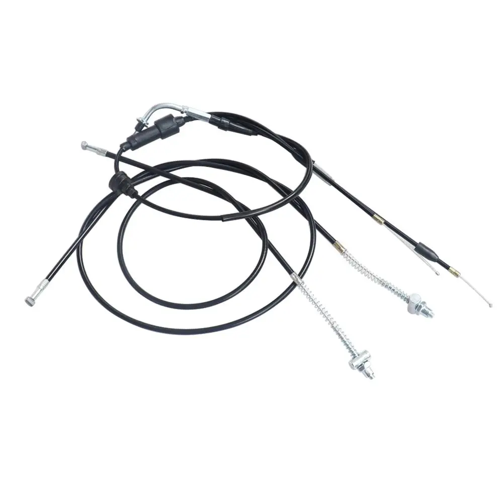 Black Motorcycle Throttle Cable with Front & Rear Brake Cable Assembly
