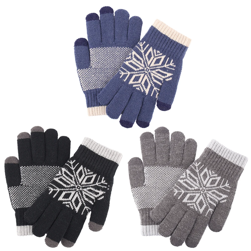 

Full finger Jacquard Gloves child Adult woman Men Touch Screen Gloves Knit Gloves Winter Autumn Warm