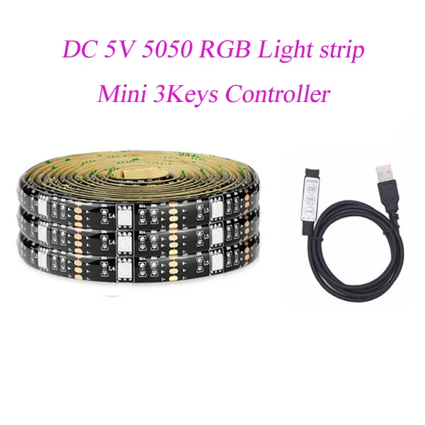 3Key Controller Set USB Светодиодная лента 5050 RGB сменный светодиодный фоновый светильник для ТВ 50 см 1 м 2 м 3 м 4 м 5 м DIY гибкий светодиодный светильник - Испускаемый цвет: 3Key Controller Set
