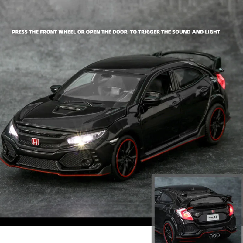 1:32 HONDA CIVIC TYPE-R литая модель автомобиля со звуковым светом, но без коллекции аккумуляторов или игрушек для детей Birhday подарки