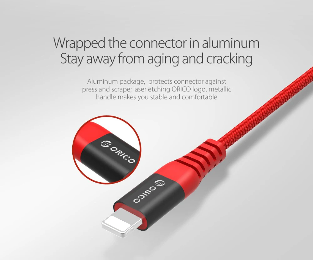 ORICO 2.4A 1M Nylon lighting Cable For iPhone X 8 7 6 5 For iPhone iPad Mobile Fast Charging Charger Cable (7)