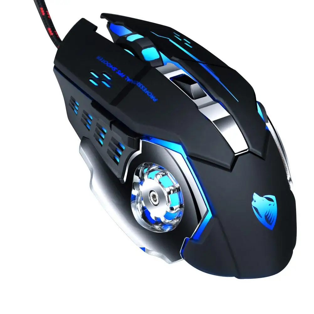 black sound Ray Wolf V6 Wrangler Механическая Проводная игровая мышь 3200 dpi оптическая красочная подсветка игровая мышь для ноутбука ПК - Цвет: black sound