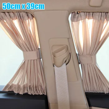 

2Pcs Sunshade Visor 50*39cm Car Curtains Beige Accessories Set Van VIP style Front /rear Window Newest Latest Durable