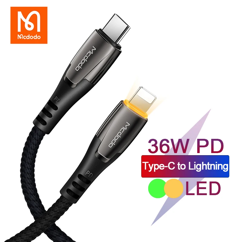 Кабель Mcdodo USB C для Lightning iPhone 12 11 Pro Max X 8 PD 36 Вт быстрое зарядное устройство со