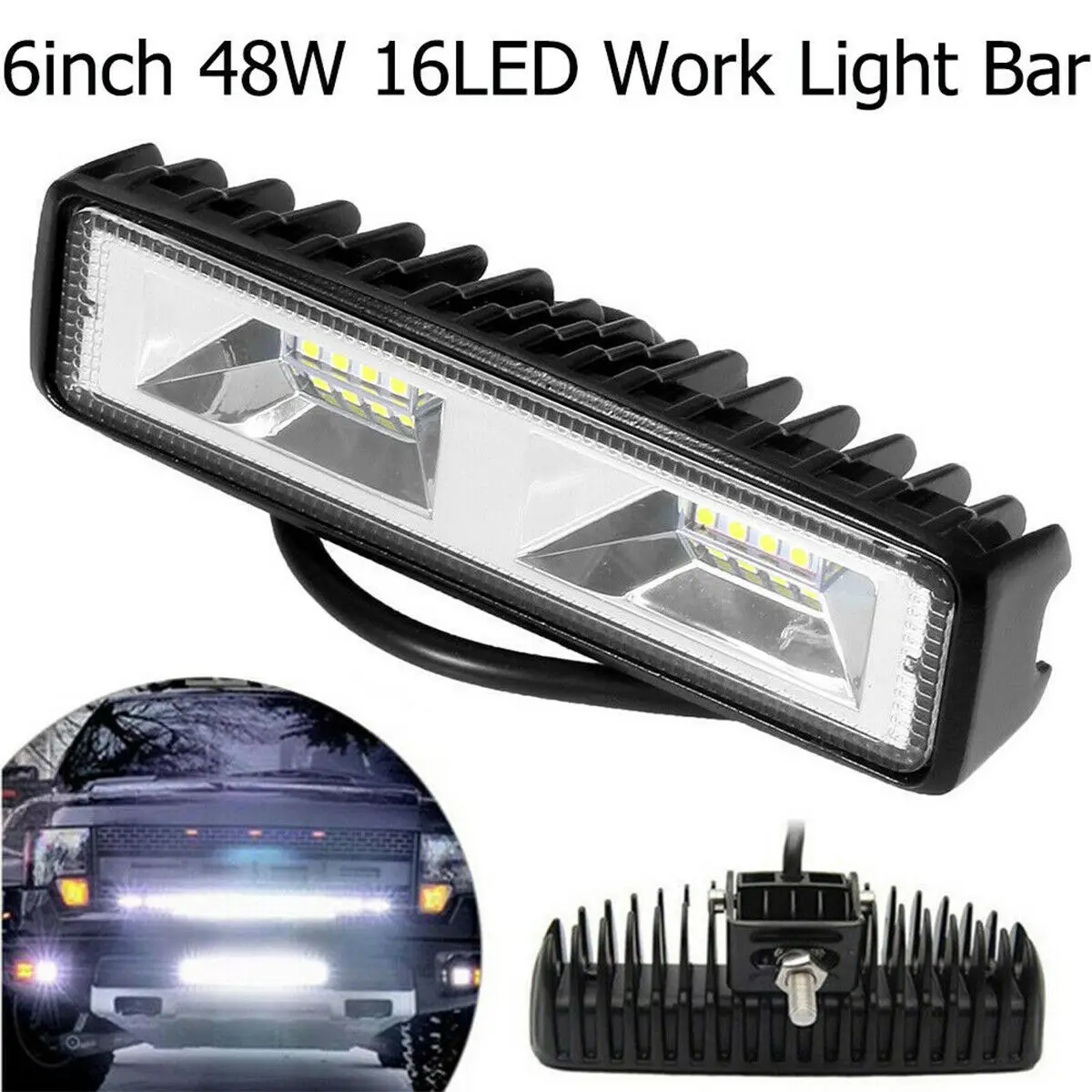 

2pcs Car Led Work Light 48w 16 light 6500K Fog Lights SUV Flood Beam Work Driving Lamp Bar For Truck Car Caravan RV Camper Boats