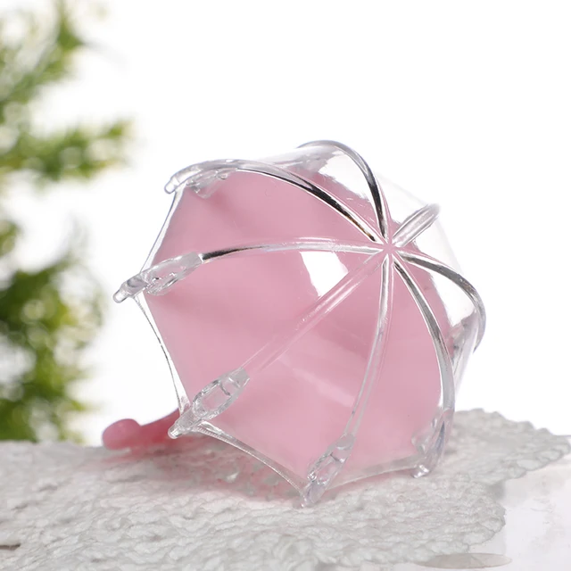12pcs Mini Umbrella Shape Candy Box Plastic Clear Gifts Boxes Birthday Party Favors Wedding Engagement Children's Day Decoration F
