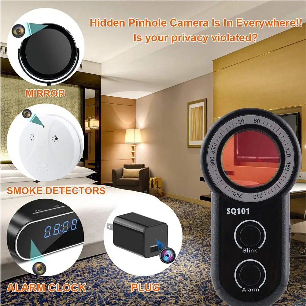 

Micro Camera Detector Anti-Spy Camera Detector Personal Alarm Hotel Dressing Room Bathroom GSM Signal Scanner