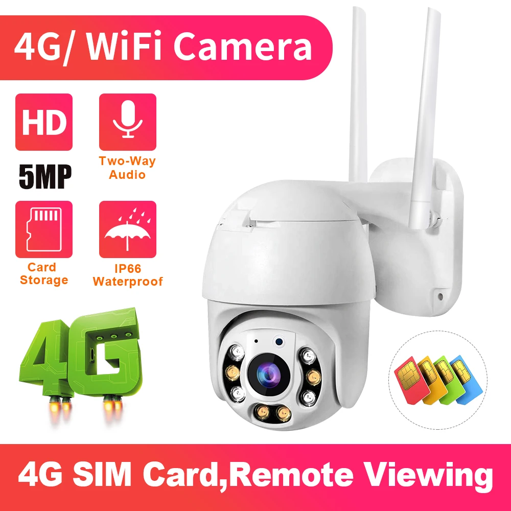 

5MP HD 5X Optical Zoom 3G 4G SIM Card Camera WI-FI Security Surveillance Outdoor Camera IR Night Vision Auto Tracking Motion