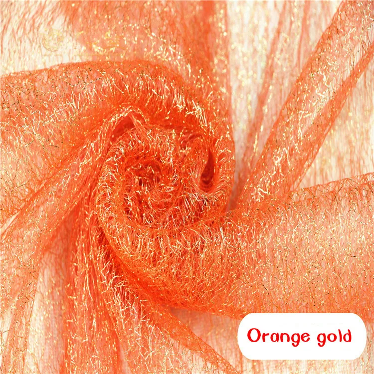 Orange Серебряная ткань фабричного производства/сетка Шелковый хаос Золотая сетка ткань/материал грязная сетка Марля/свадебное платье ткань/украшение из пряжи - Цвет: Orange