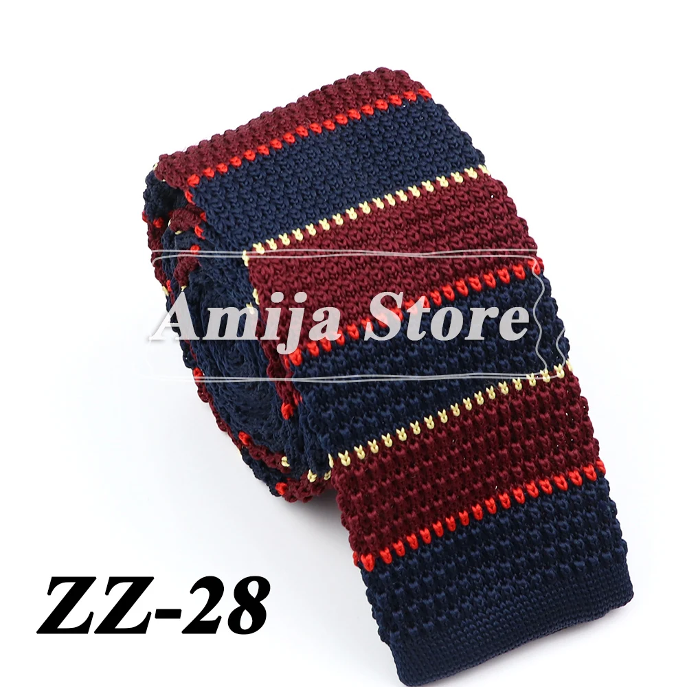 Neue Mode Herren Strickkrawatte Gestreift Blau Schwarz Dünn Schmal Schlank Strick Warm Hals Für Männer Gewebt Designer Täglich Tragen Krawatte – Detail 30