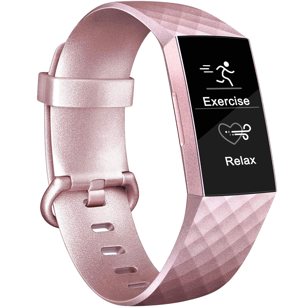 Soft Silicone Replacement Band For Fitbit Rose Gold Wristband Strap Metal For Fitbit Charge 3