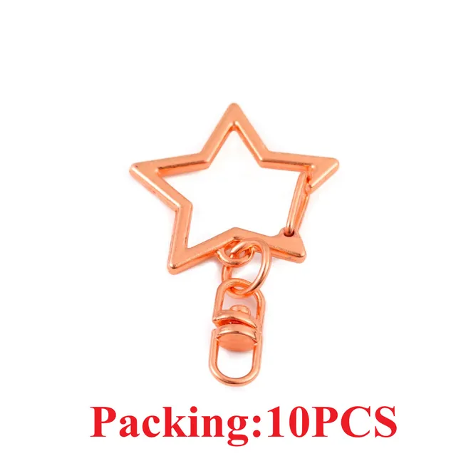 5-20pcs/lot Key Chain Key Ring keychain Bronze Rhodium Gold 28mm Long Round Split Keyrings Keychain Jewelry Making Wholesale DIY 10PCS Rose Gold star