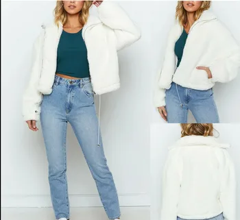 

Women Korean Style Winter Autumn Fur Coat Baggy Coat Long Jacket White Jumper Fluffy Warm Long Sleeve Female Outerwear Plus Size