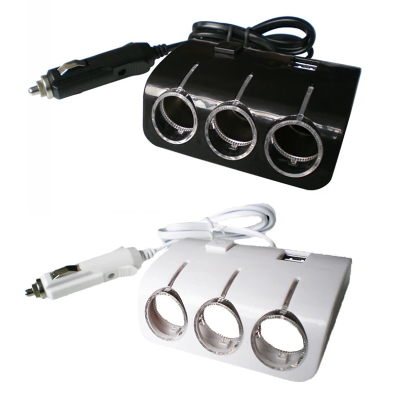 3 гнезда 3 Way Autos адаптер прикуривателя сплиттер двойная штепсельная розетка 2 Usb порта зарядное устройство с переключателем автомобильный аксессуар