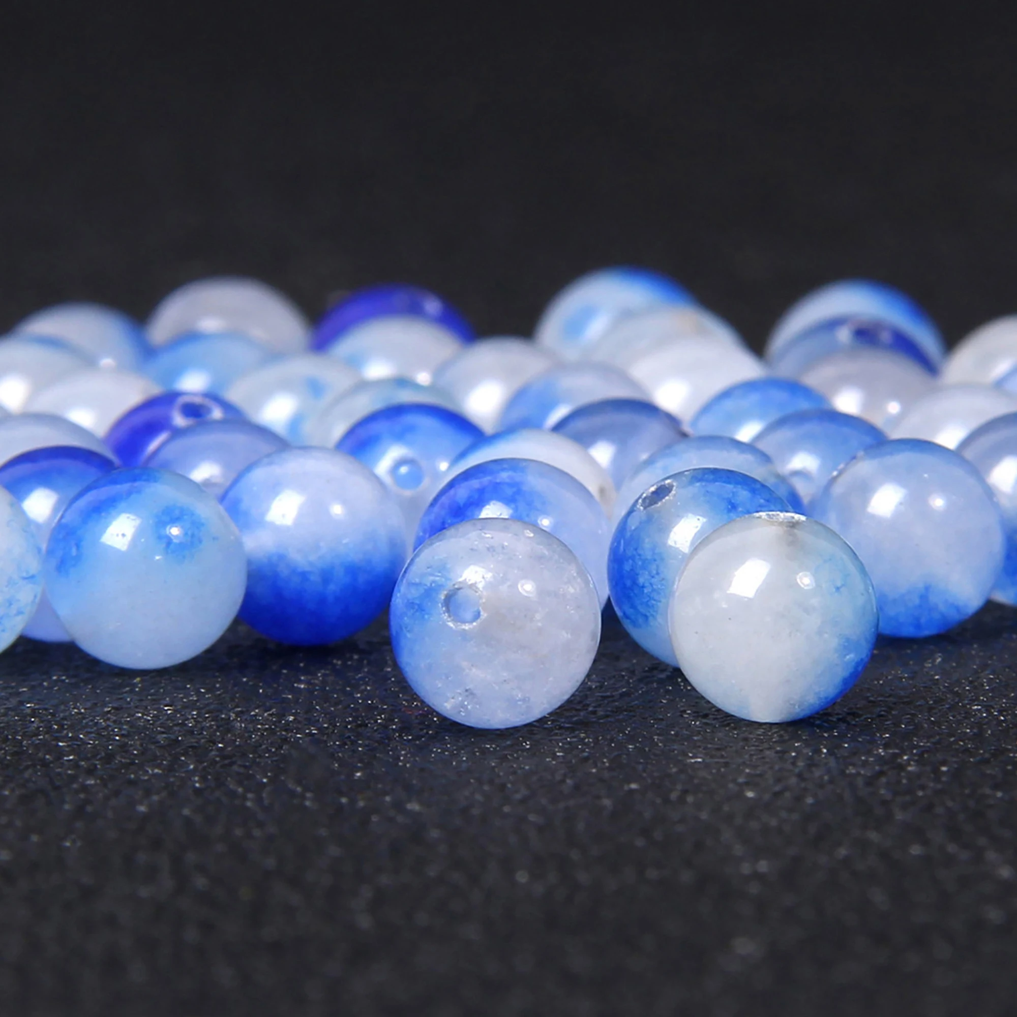 Натуральные белые темно-синие персидские нефритовые бусины 8 мм круглые гладкие