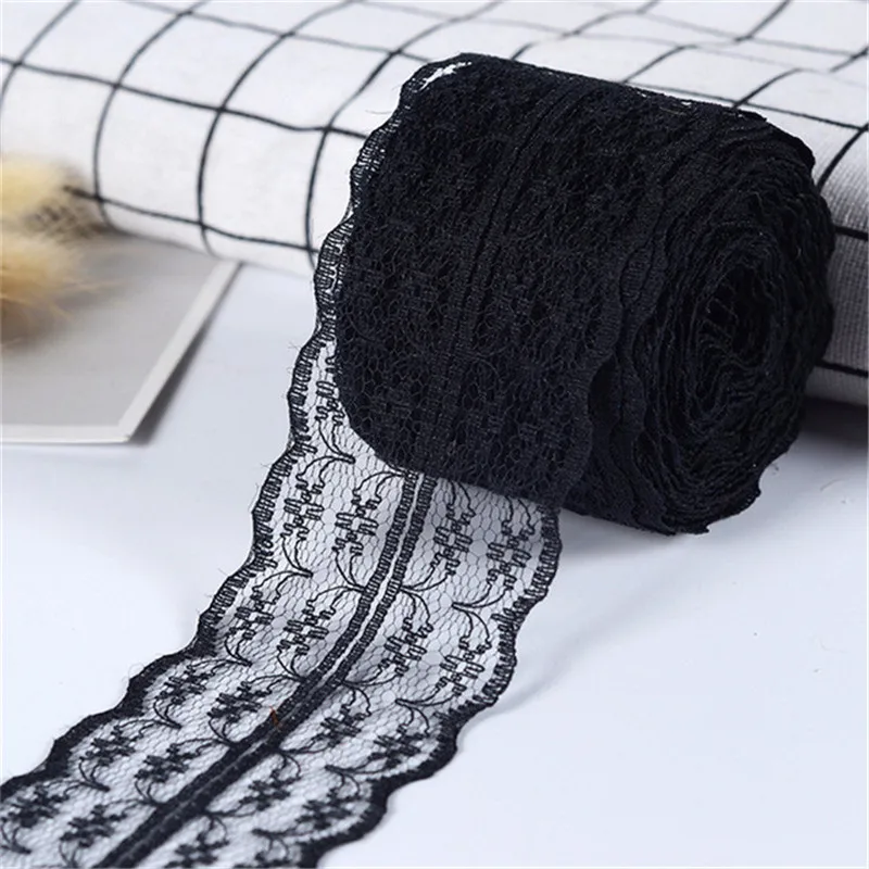 10 м/рулон 4,5 см кружевная Лента ткань для одежды DIY вышитый сетчатый шнур для шитья украшения африканская кружевная ткань ручной работы материал - Цвет: Черный