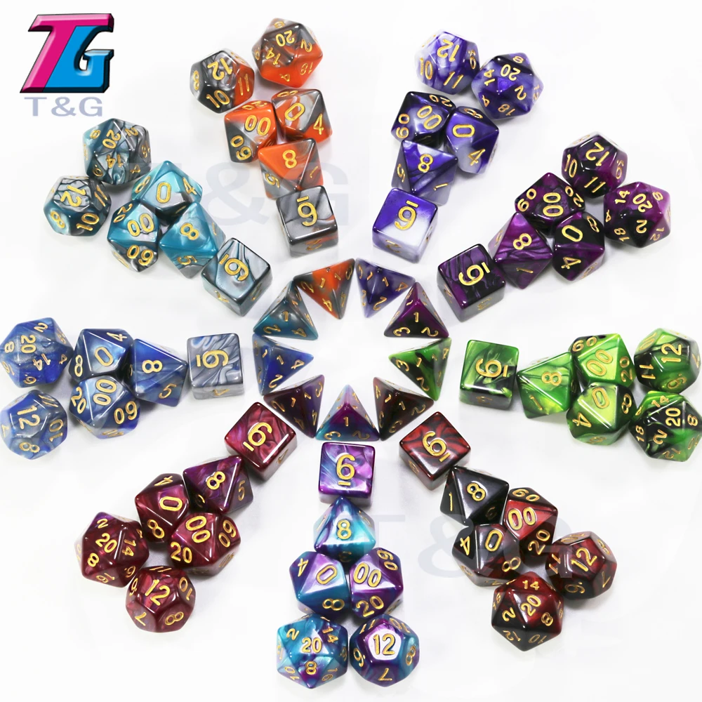 High Quality Mix Colors Gold Ink Dice with Bag Kids Plastic Cubes Special Birthday Gift DnD Boardgame|Настольные игры| |