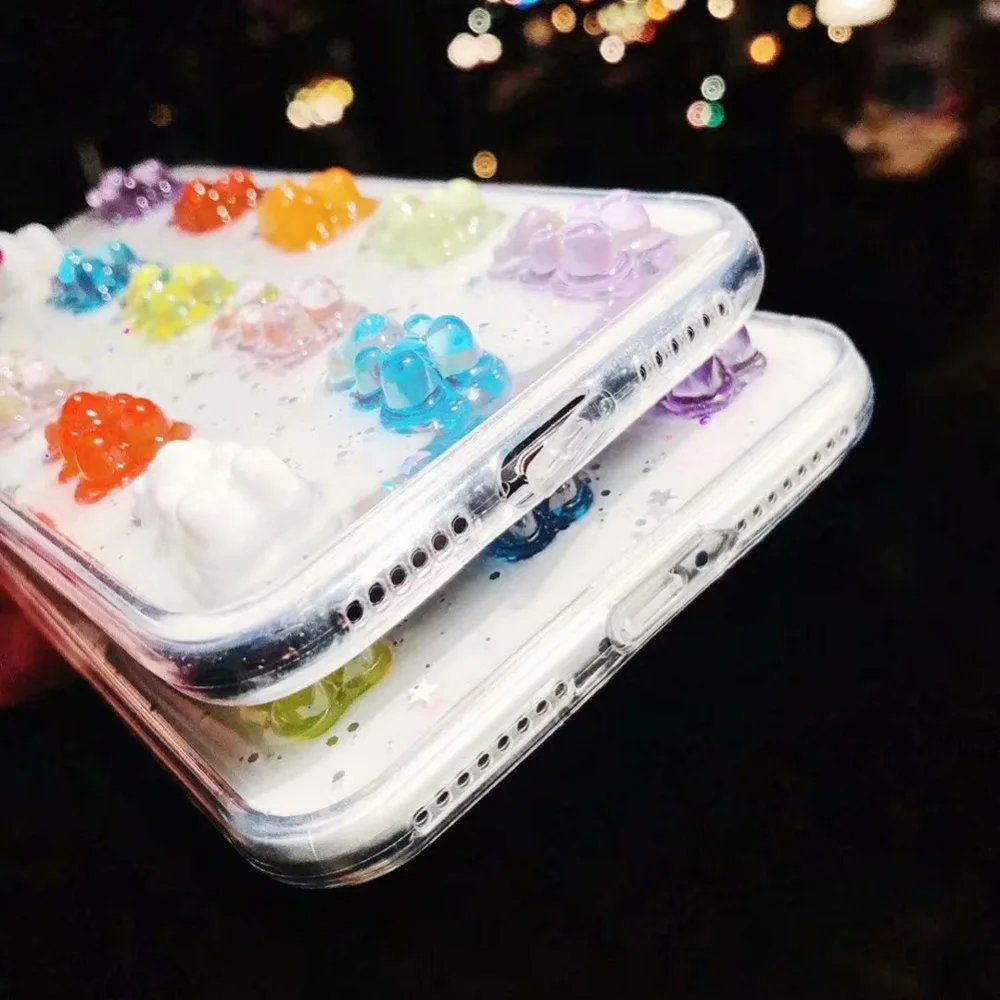 С украшением в виде кристаллов с милым медведем для OPPO R17 R15 Pro R11 плюс Чехол для телефона R9s A37 A39 A73 A79 A83 A5 прозрачная Конфета падение мерцающий задний Чехол