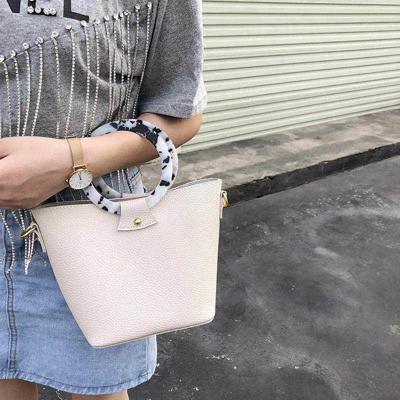 

Simple Korean-style Versatile Shoulder Handbag 2019 Spring on Trending Retro Candy-Colored Bucket Bag Women's