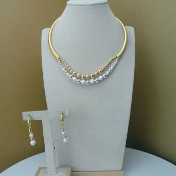 

Yuminglai New Arrival 24K Superior Quality Unique Beads Design Necklace Earrings Jewelry Set For Women FHK8063