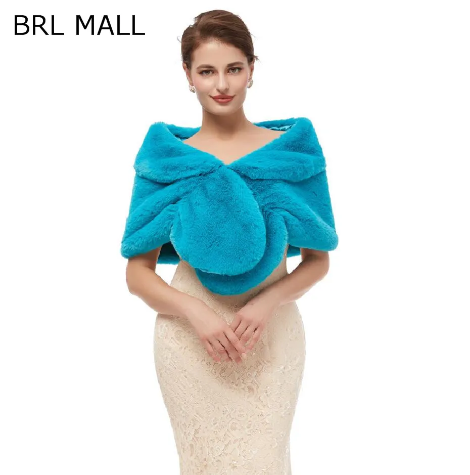 BRL MALL 155*45 см размера плюс розовый черный женская меховая Наплечная накидка Свадебные Шали накидка искусственный мех свадебное пальто Шраг Болеро PJ19170