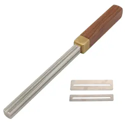 Square Guitar Fret Dressing Metal File with 3 Carborundum Slots Wooden Handle Guitar Repair Maintenance Tool CD-20