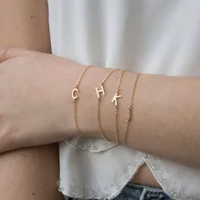 Модные индивидуальные инициалы, браслет с буквами для женщин, на заказ, A-Z с буквами золотого цвета, цепочка из нержавеющей стали, ювелирные изделия, подарки для друзей