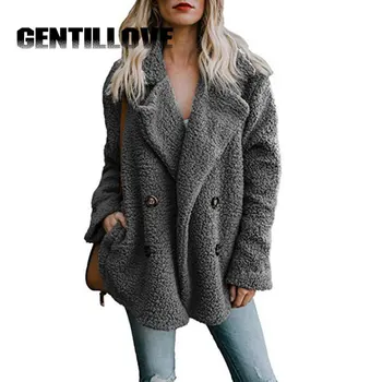 

Elegant Faux Fur Coat Women Autumn Winter Warm Soft Zipper Fur Jacket Female Plush Overcoat Pocket Casual Teddy Outwear 2019
