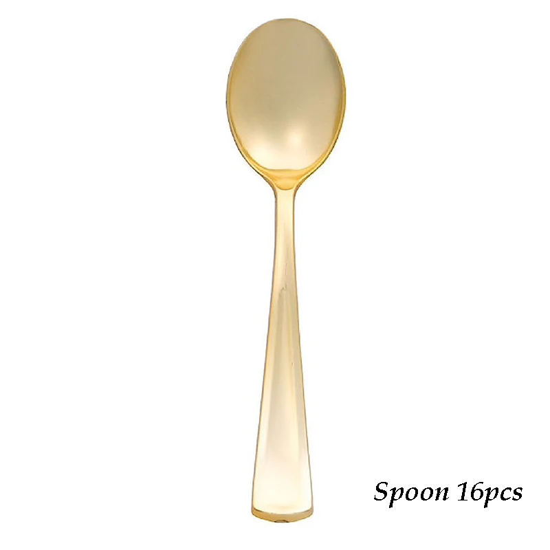 spoon 16pcs Вечеринка «будущая Невеста» одноразовая посуда золотой фольги бумажный стаканчик, тарелка салфетки Свадебные курица холостяк вечерние сувениры украшения - Цвет: spoon 16pcs