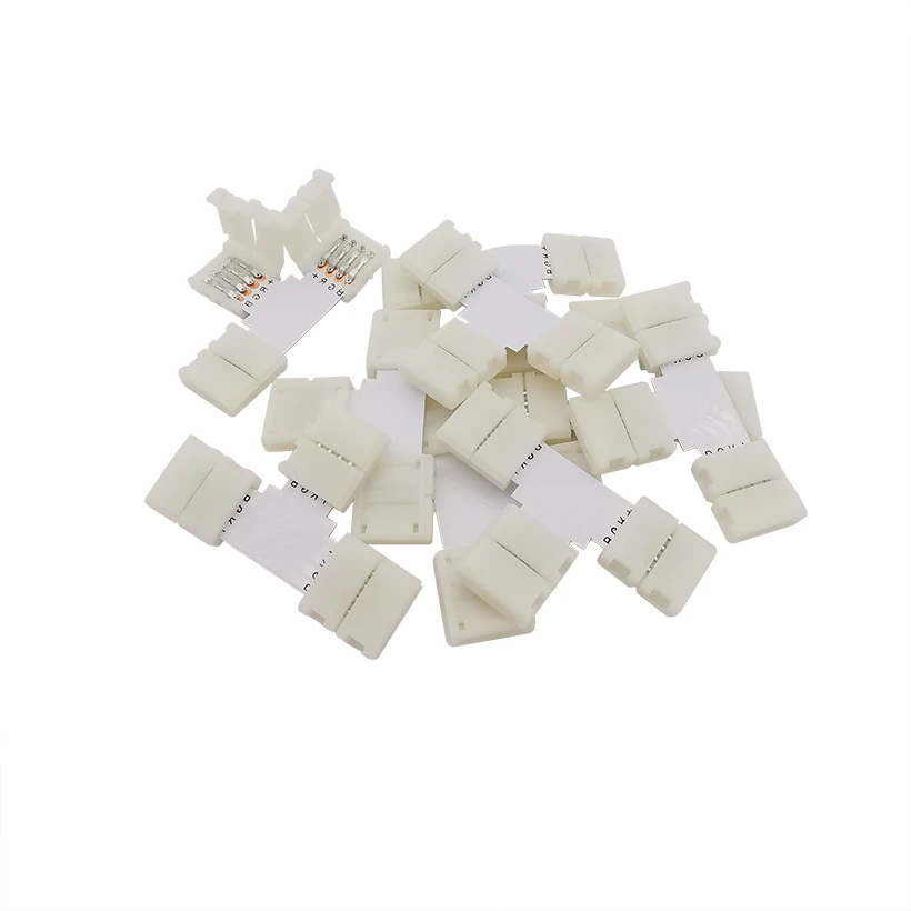 

5/2Pcs T Shape 4 PIN 10mm Solderless LED Strip Corner Rright Angle T Shape 4pin LED Connector for 3528 5050 RGB LED Strip Lights